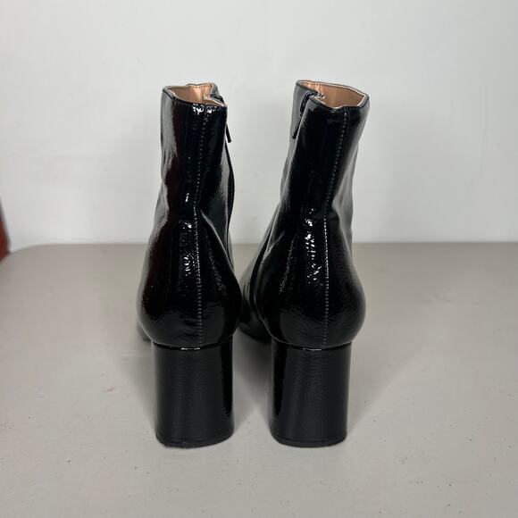 Journee Collection Black Square Toe Patent Haylinn Booties Size 9 - Picture 6 of 10